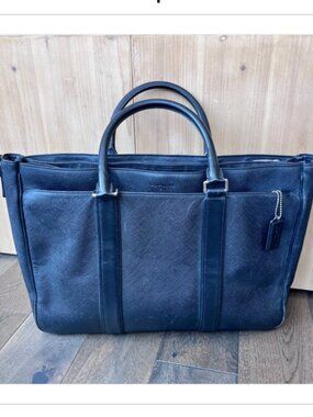 Coach Metropolitan Lexington Saffiano Leather Briefcase 71252 Black Laptop Bag